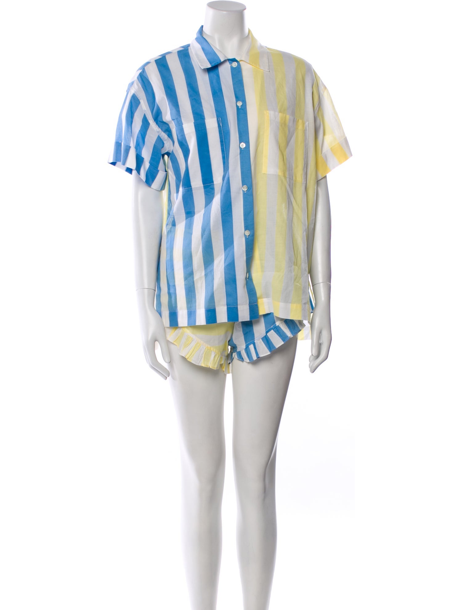 Staud Striped Pleated Accents Short Set