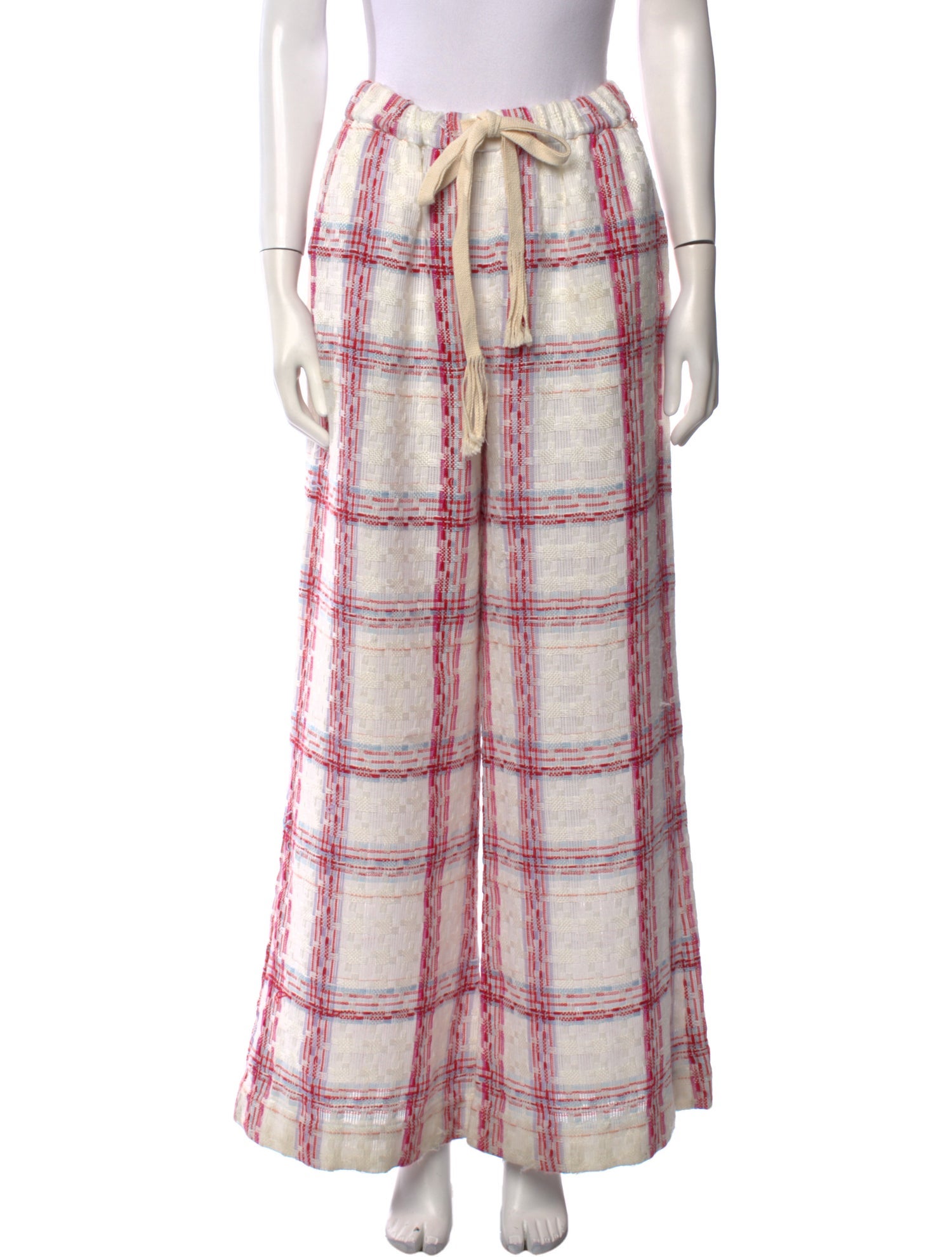 Staud Plaid Print Wide Leg Pants