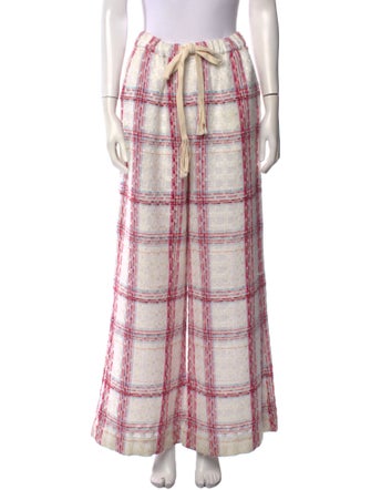 Staud Plaid Print Wide Leg Pants