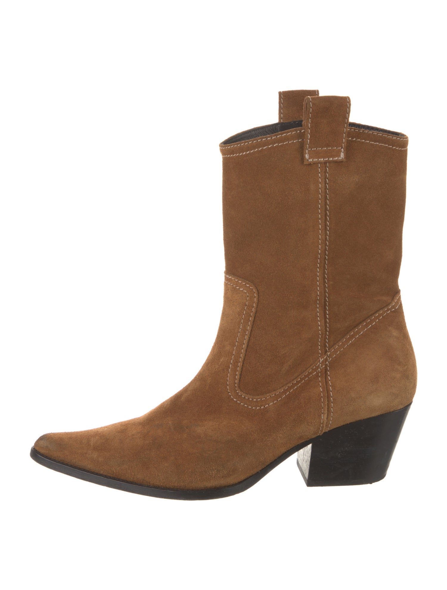 Staud Suede Colorblock Pattern Western Boots