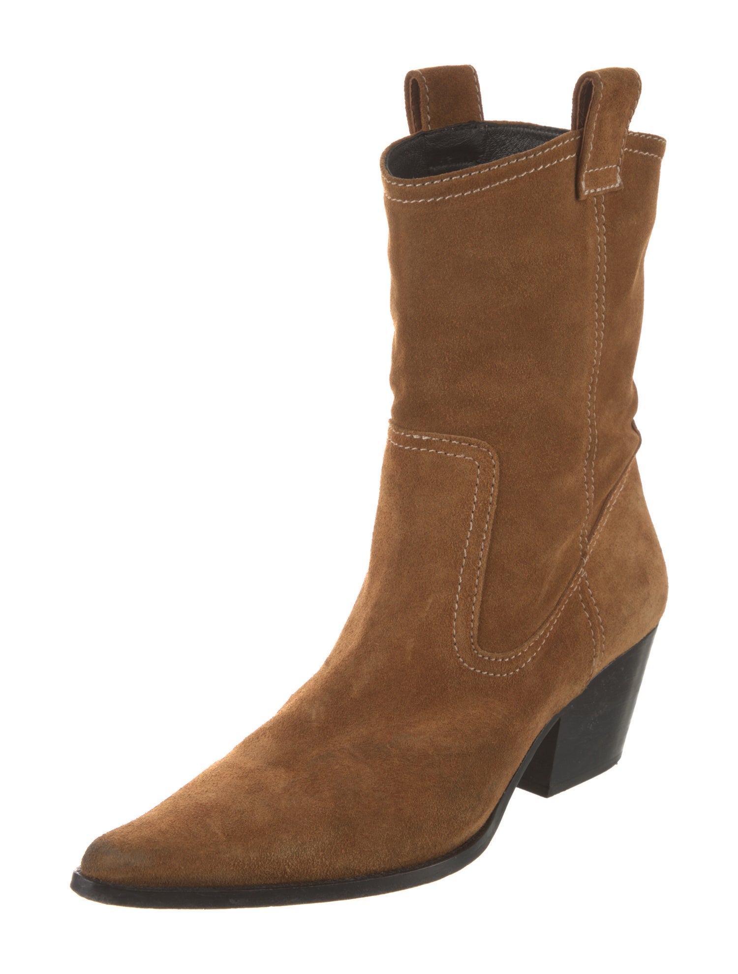 Staud Suede Colorblock Pattern Western Boots
