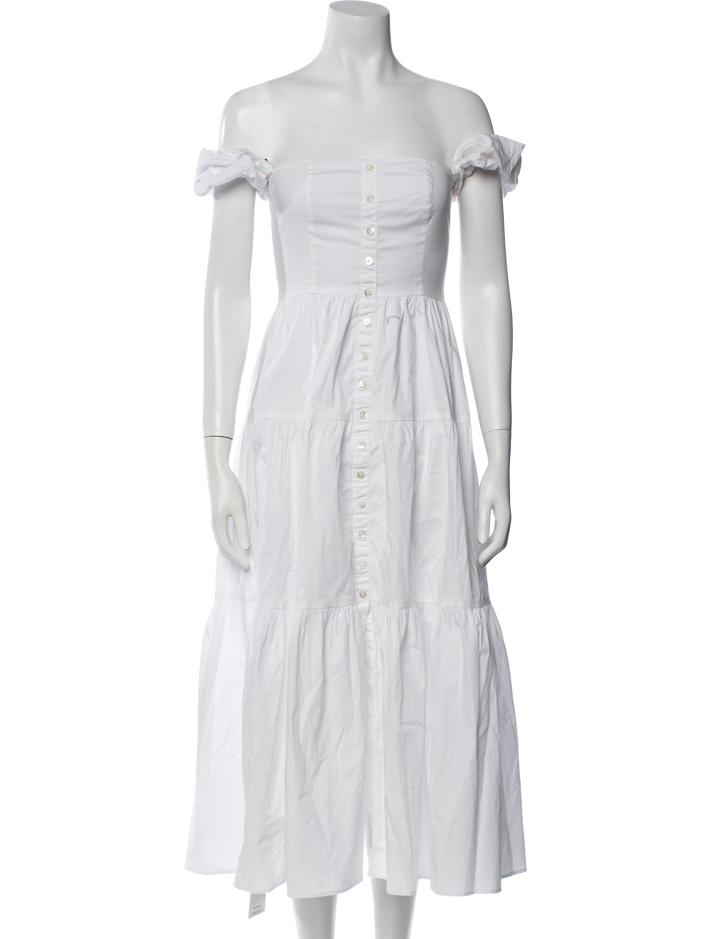 Staud Off-The-Shoulder Midi Length Dress - White Dresses, Clothing - WSTFG93933 | The RealReal Staud Off-The-Shoulder Midi Length Dress - White Dresses, Clothing - WSTFG93933 | The RealReal