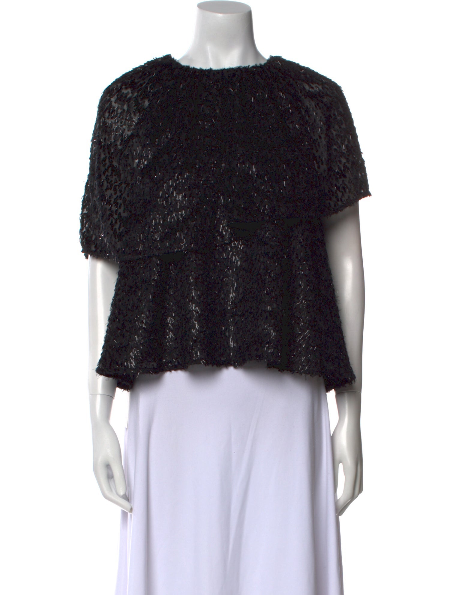 Staud Lace Pattern Crew Neck Crop Top