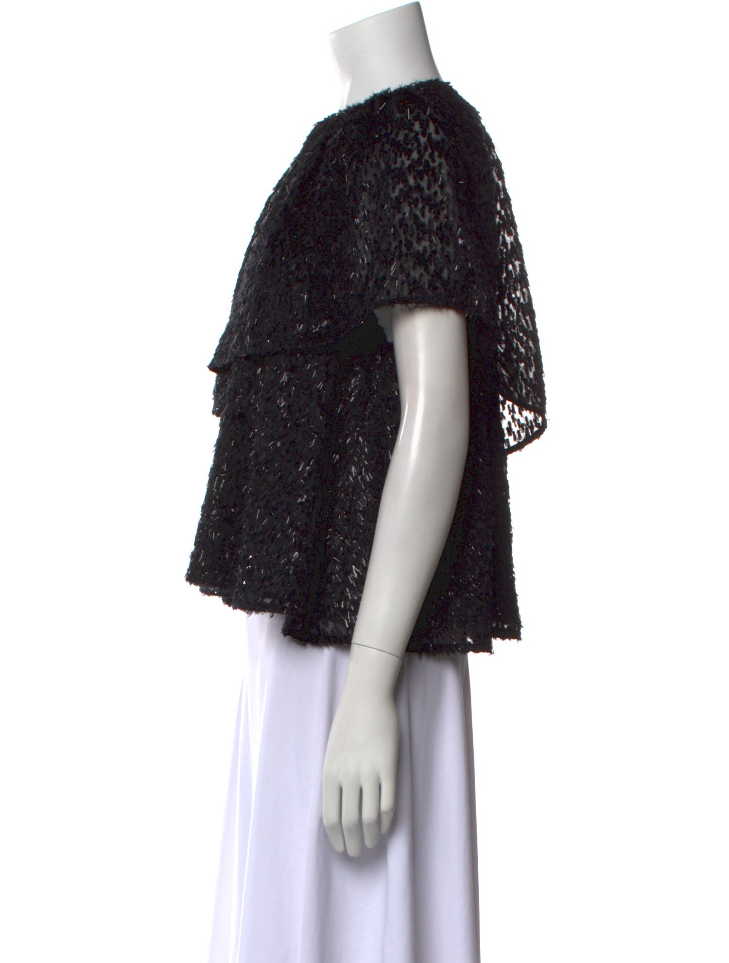 Staud Lace Pattern Crew Neck Crop Top