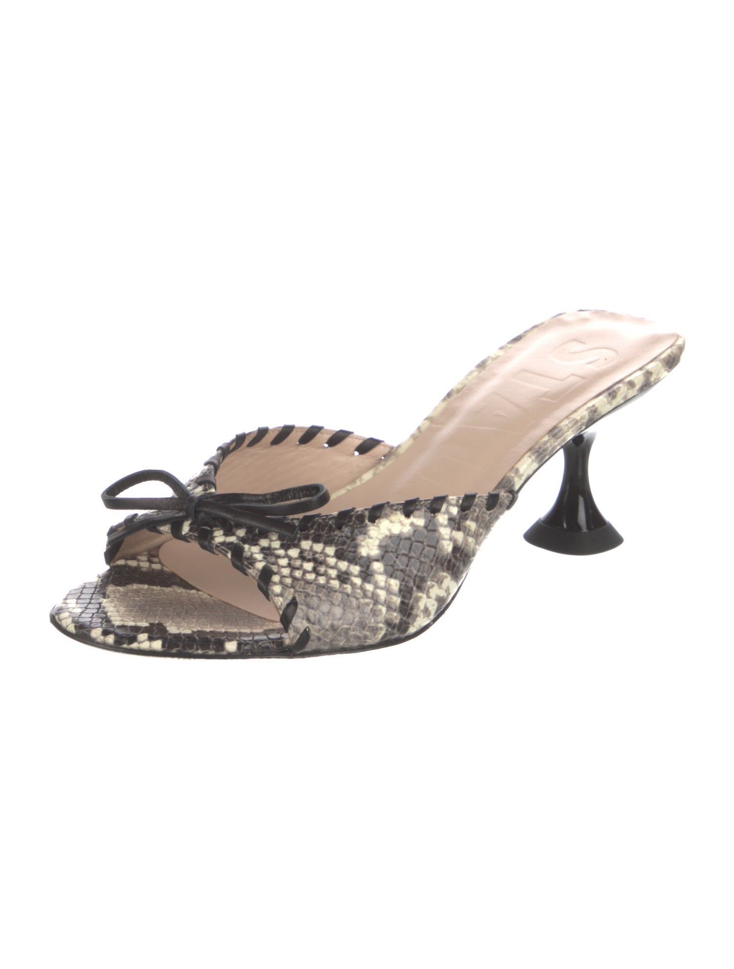 Staud Leather Animal Print Slides