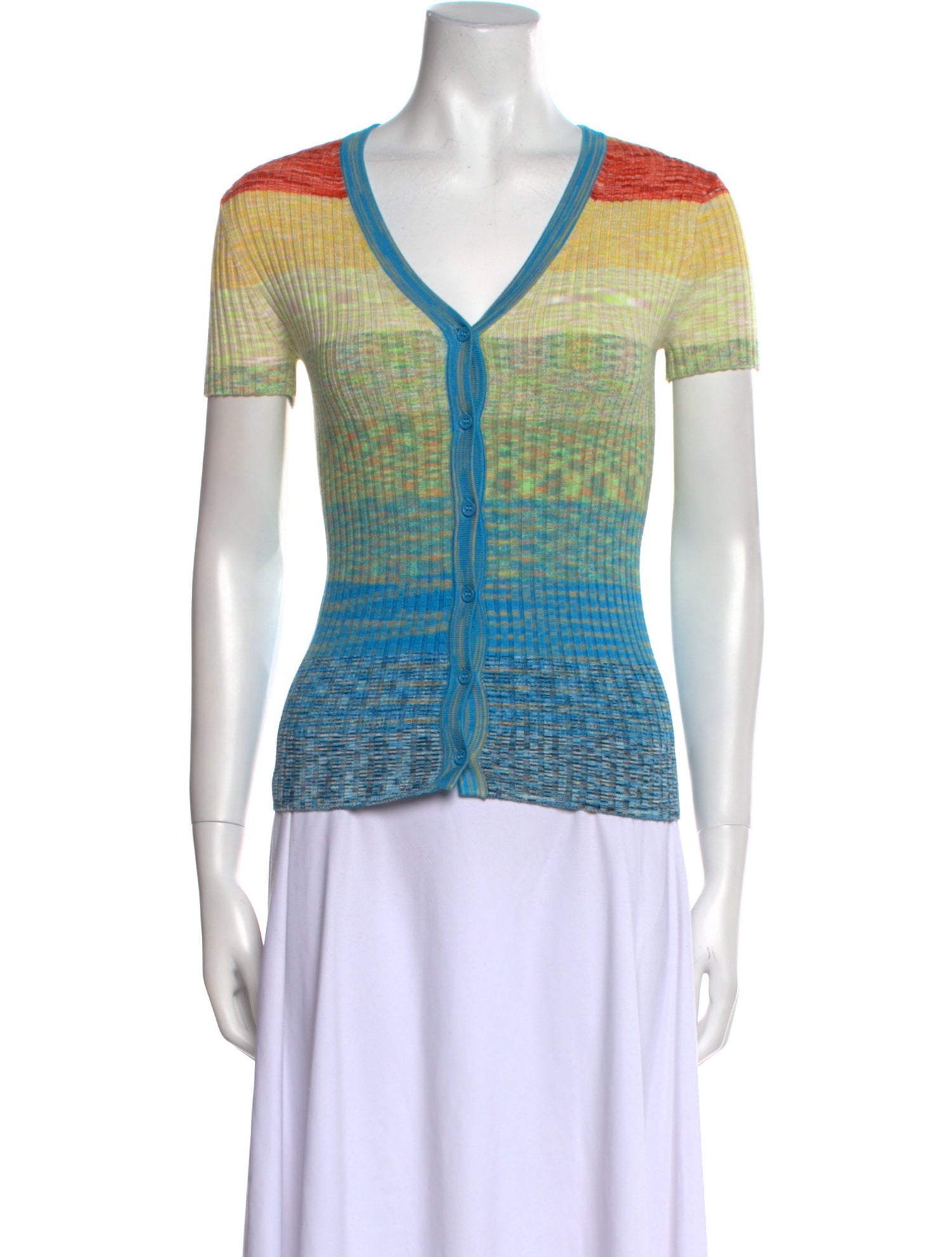 Staud Striped V-Neck Sweater