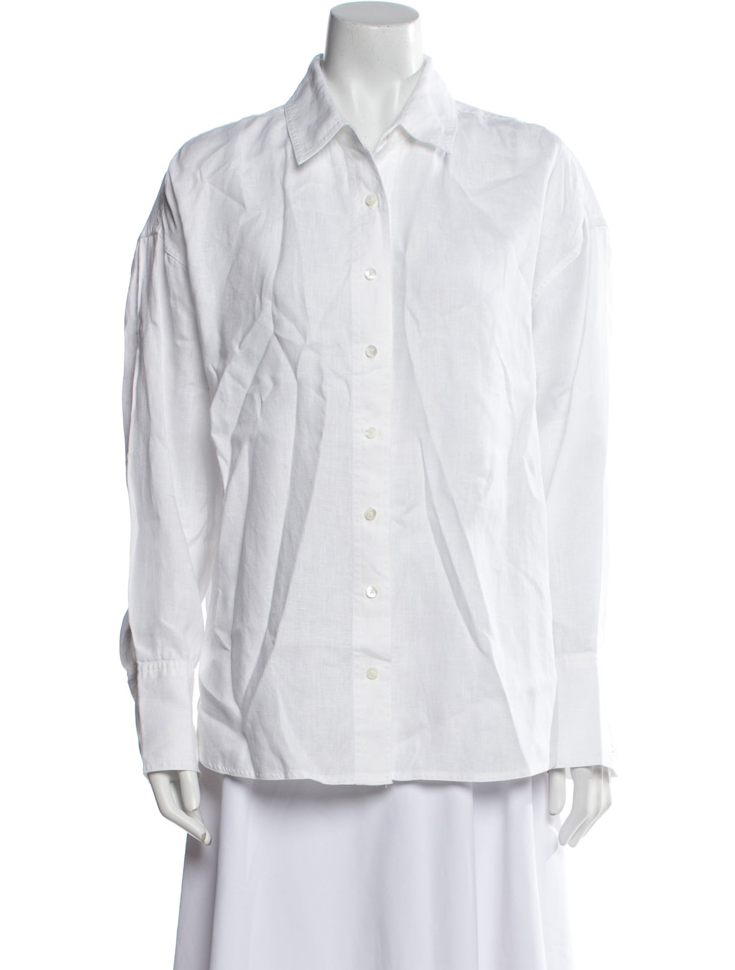 Staud Linen Long Sleeve Button-Up Top