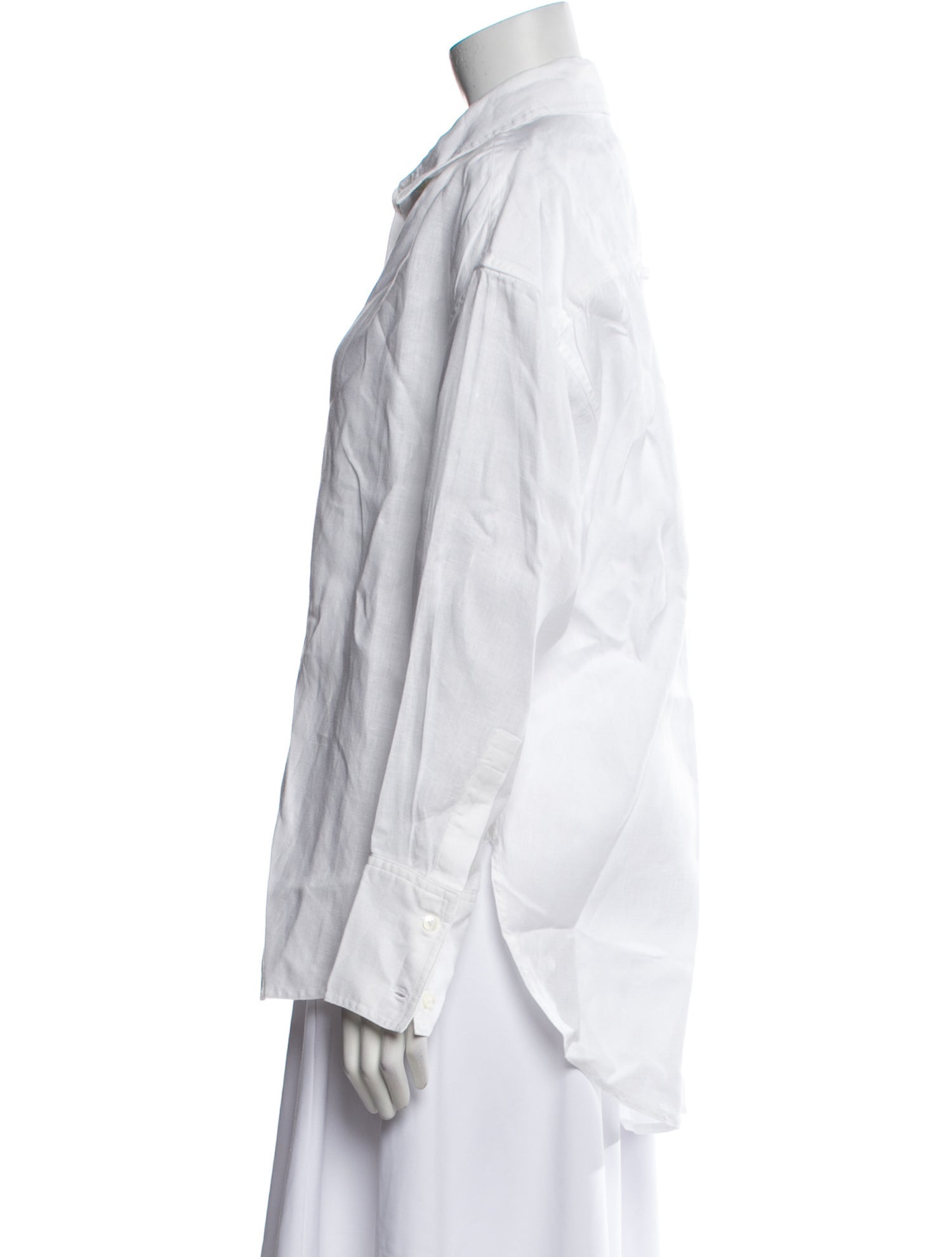 Staud Linen Long Sleeve Button-Up Top