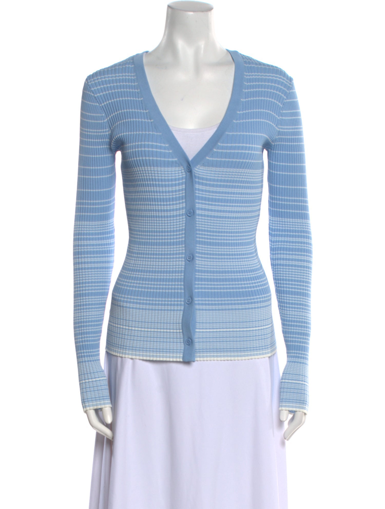 Staud Striped V-Neck Sweater