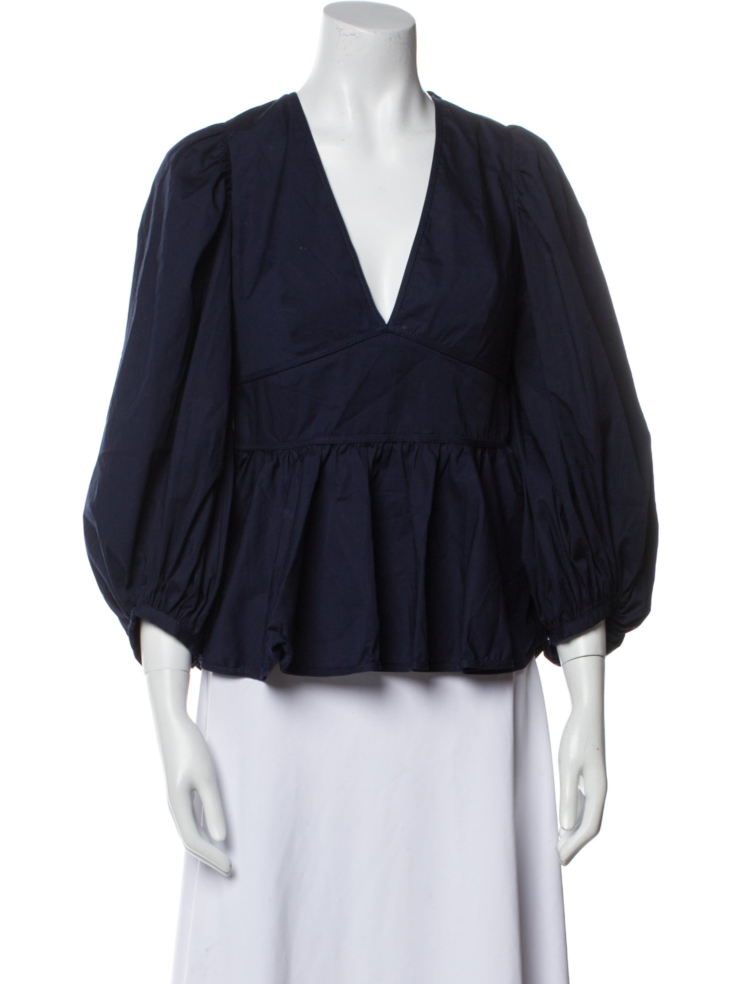 Staud V-Neck Three-Quarter Sleeve Blouse