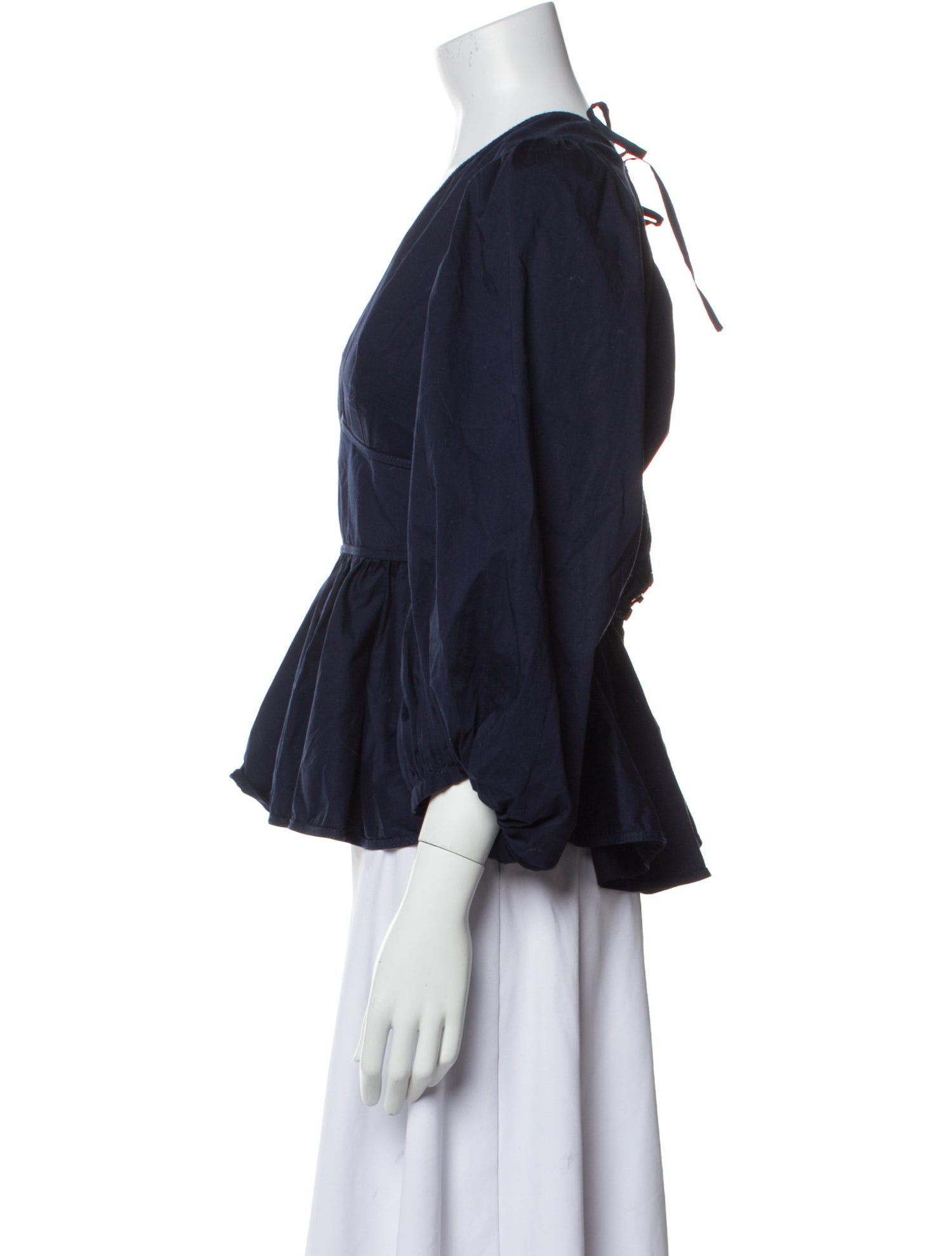 Staud V-Neck Three-Quarter Sleeve Blouse