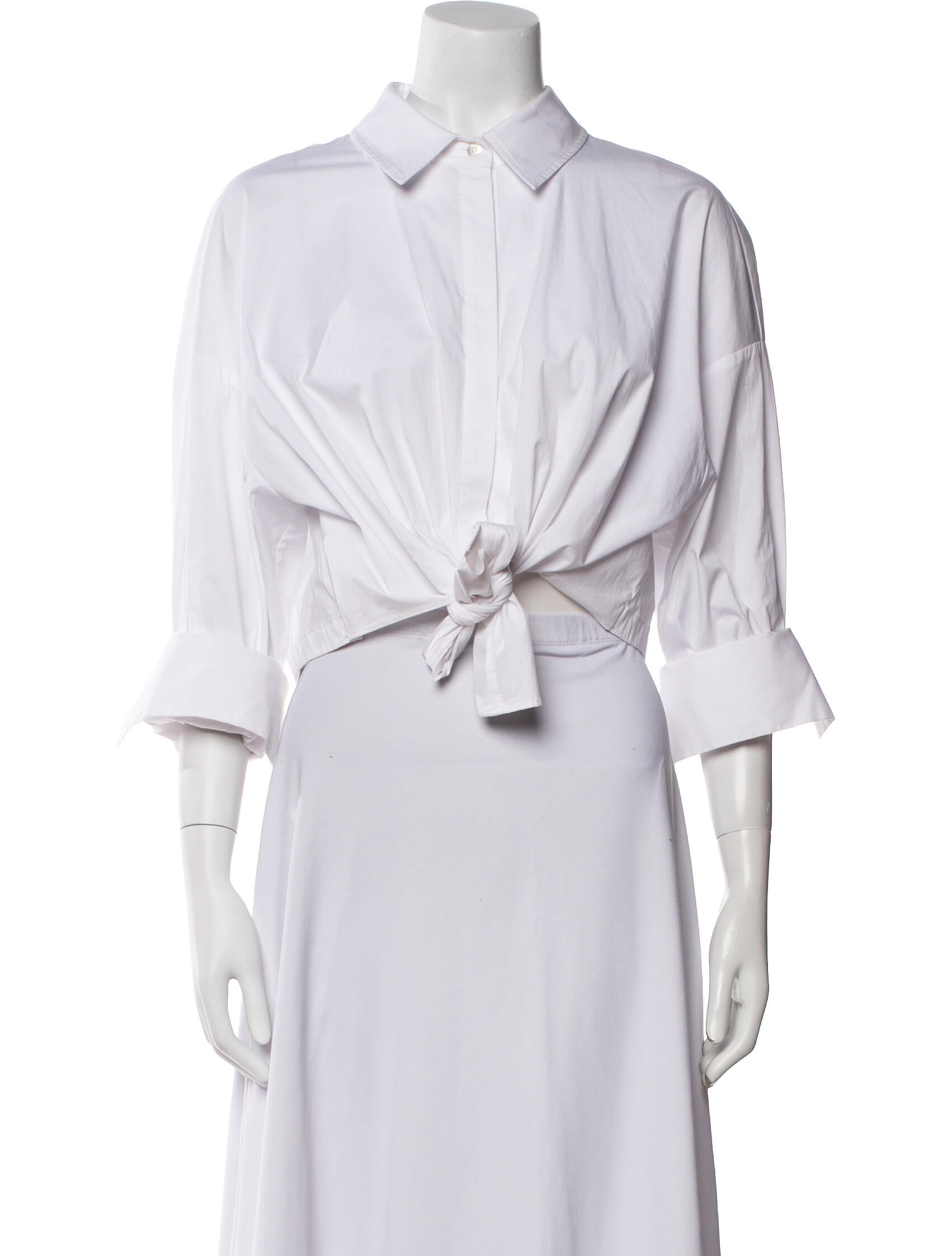 Staud Three-Quarter Sleeve Crop Top