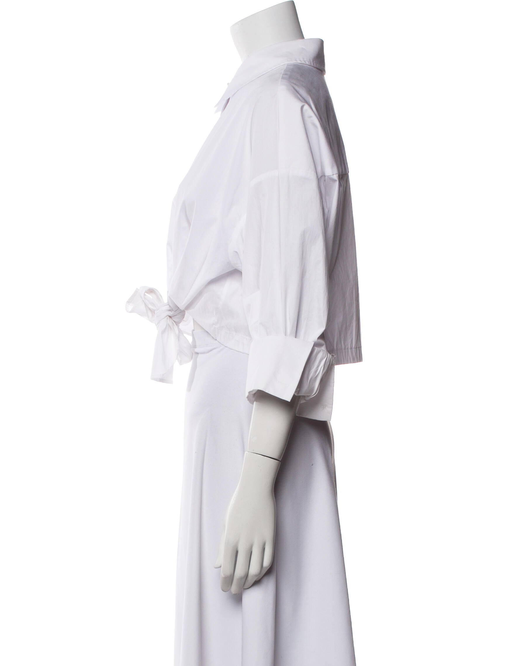 Staud Three-Quarter Sleeve Crop Top