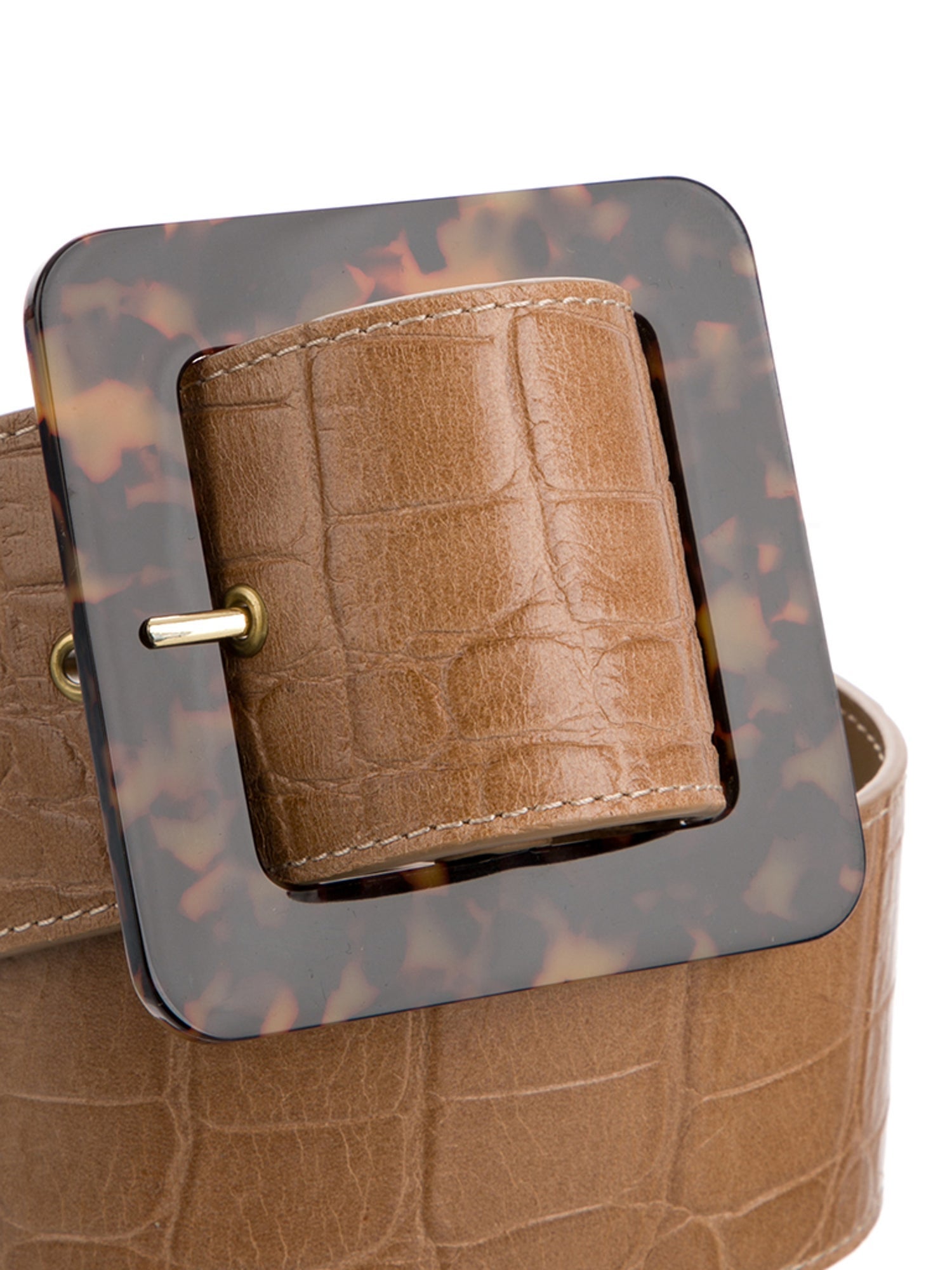 Staud Wide Embossed Leather Waist Belt