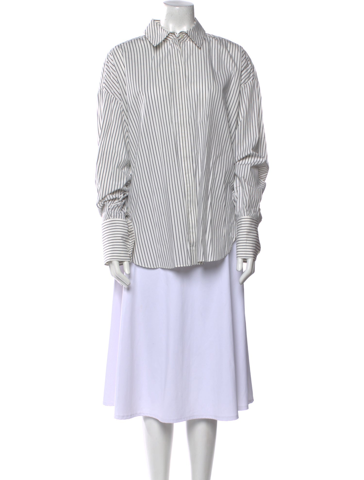 Staud Striped Long Sleeve Button-Up Top