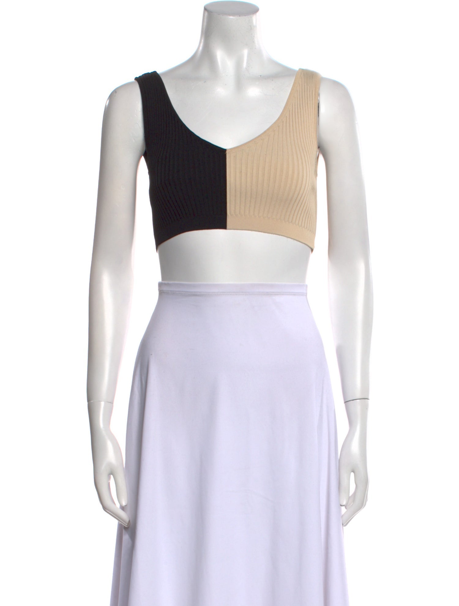 Staud Colorblock Pattern Scoop Neck Crop Top