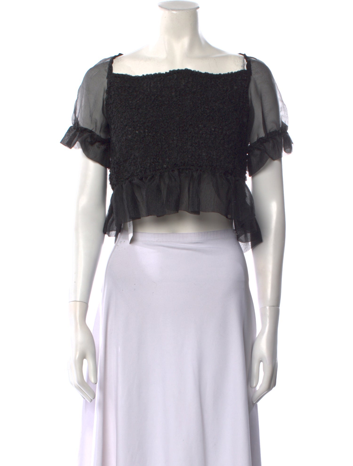 Staud Square Neckline Short Sleeve Crop Top w/ Tags