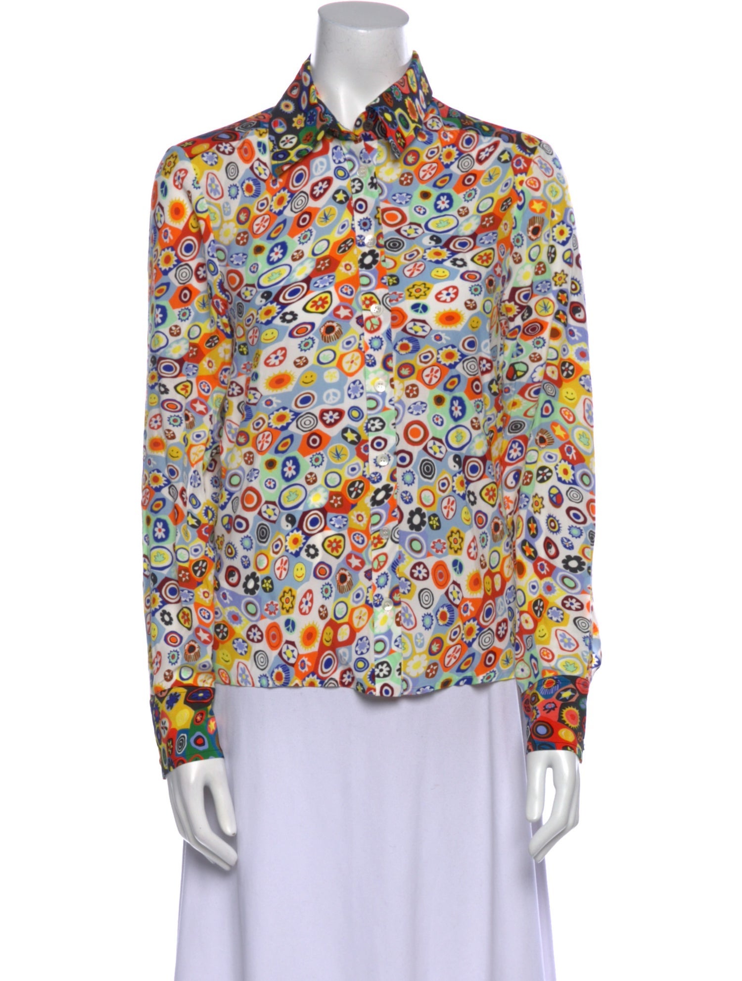 Staud Floral Print Long Sleeve Button-Up Top