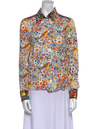 Staud Floral Print Long Sleeve Button-Up Top