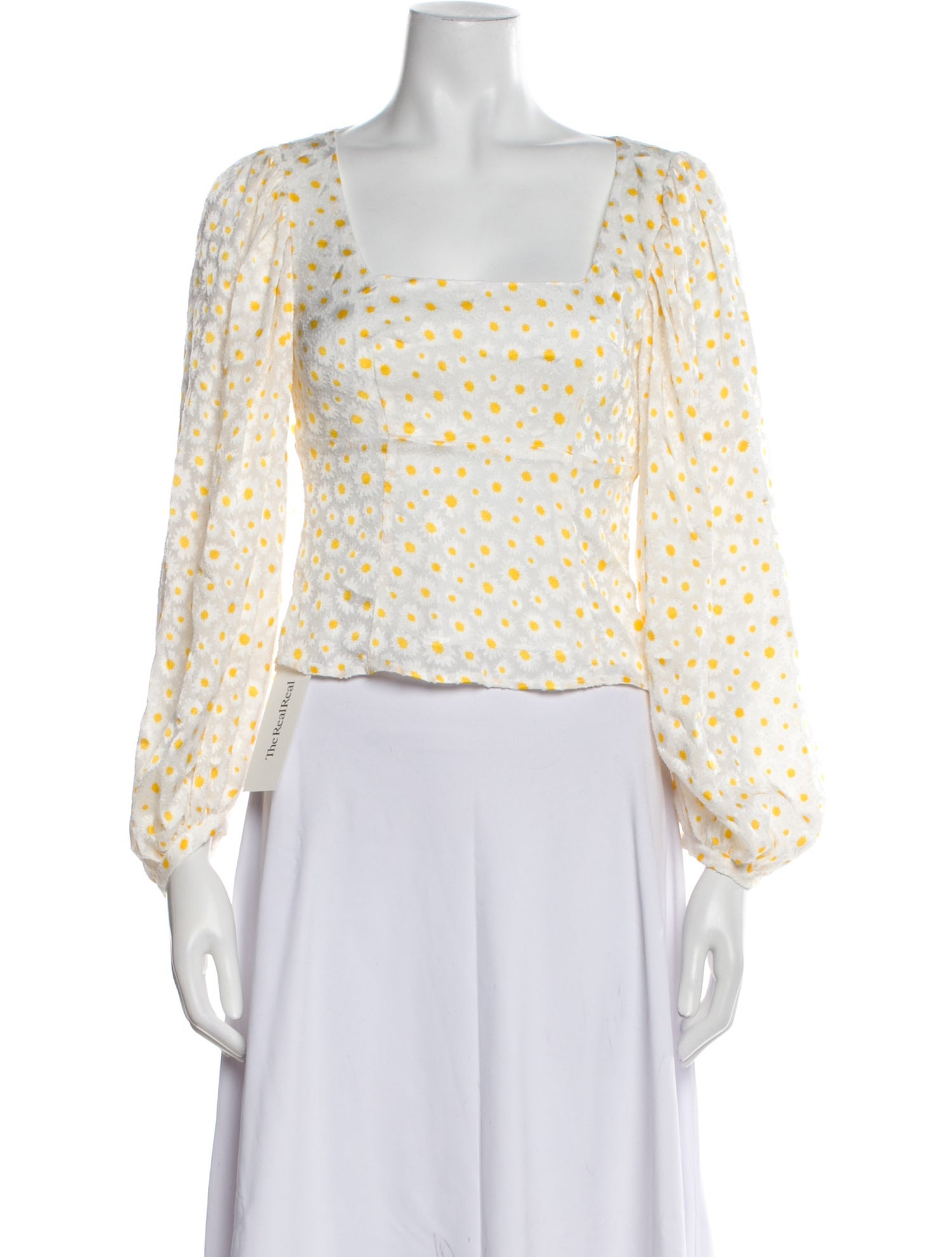 Staud Floral Print Square Neckline Crop Top