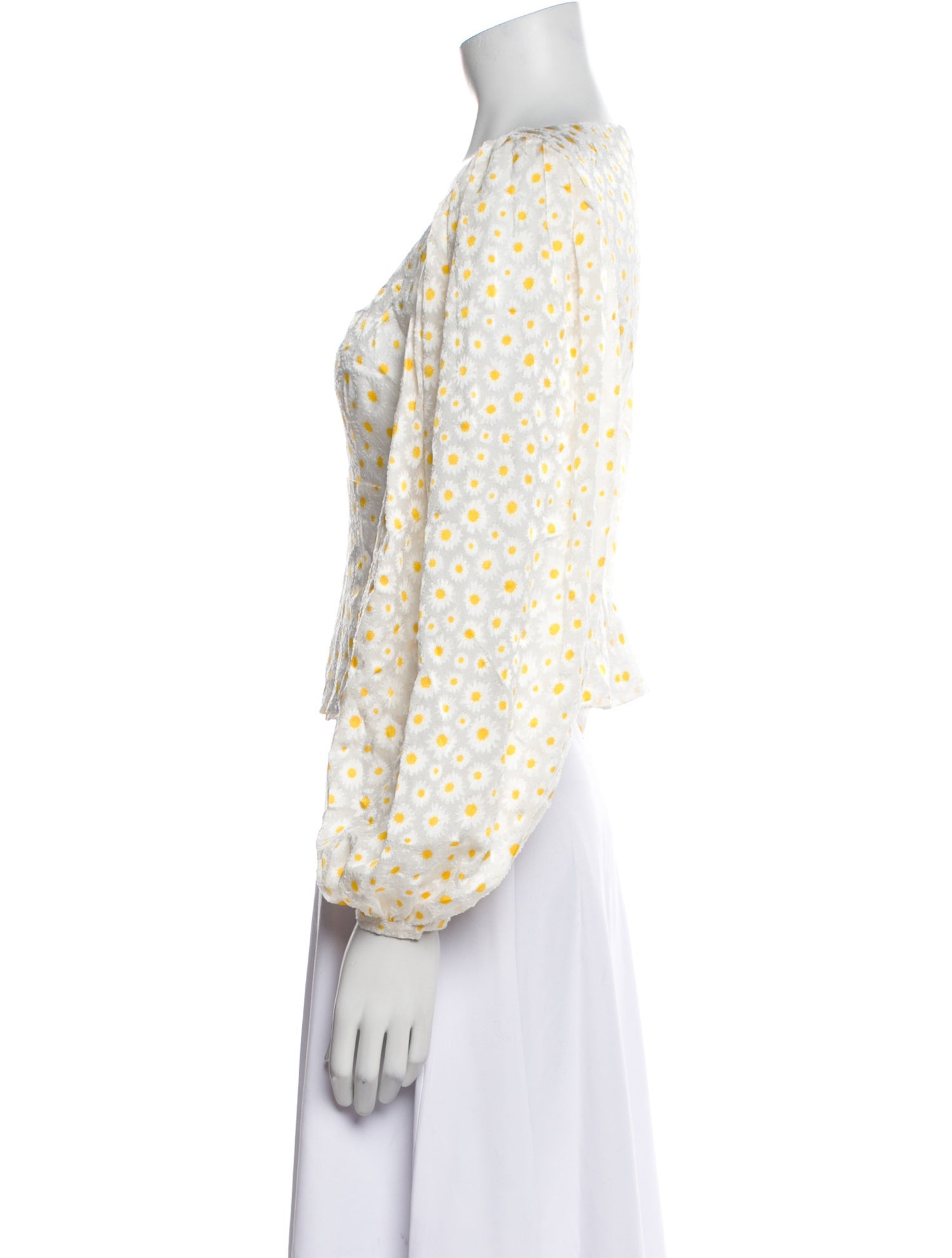 Staud Floral Print Square Neckline Crop Top