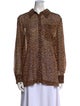 Staud Animal Print Long Sleeve Button-Up Top
