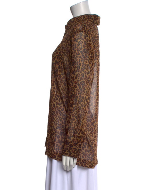 Staud Animal Print Long Sleeve Button-Up Top