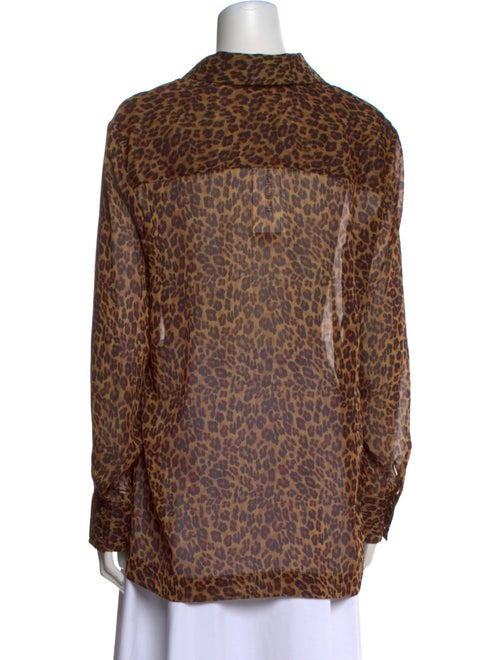 Staud Animal Print Long Sleeve Button-Up Top