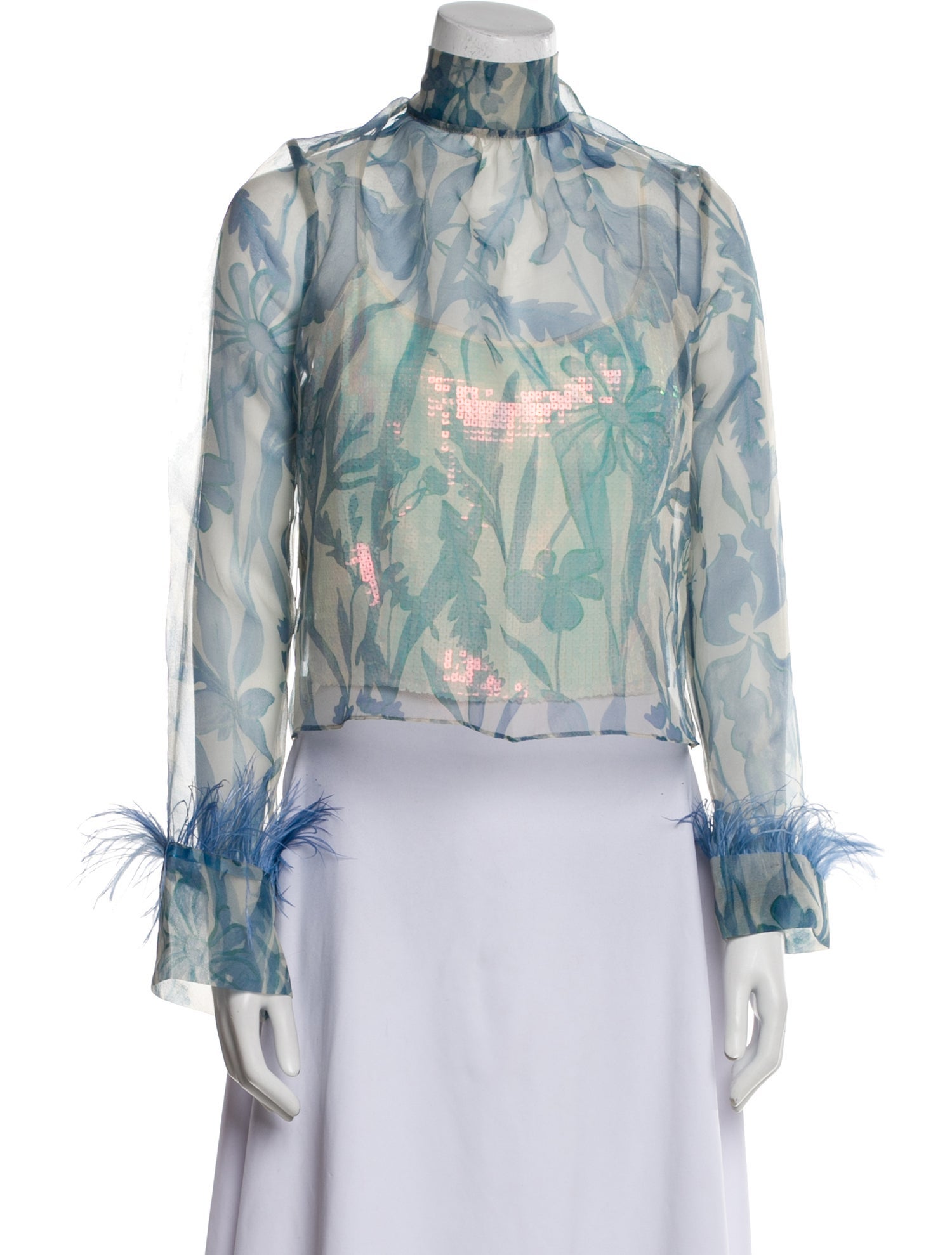 Staud Floral Print Mock Neck Blouse w/ Tags