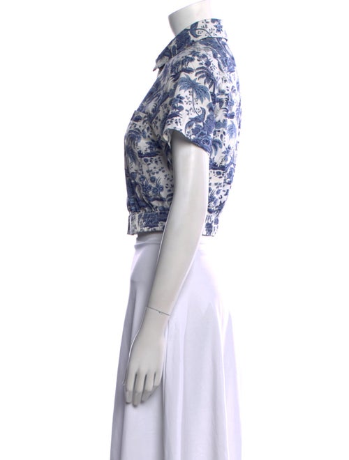Staud Printed Short Sleeve Crop Top