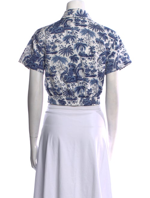 Staud Printed Short Sleeve Crop Top