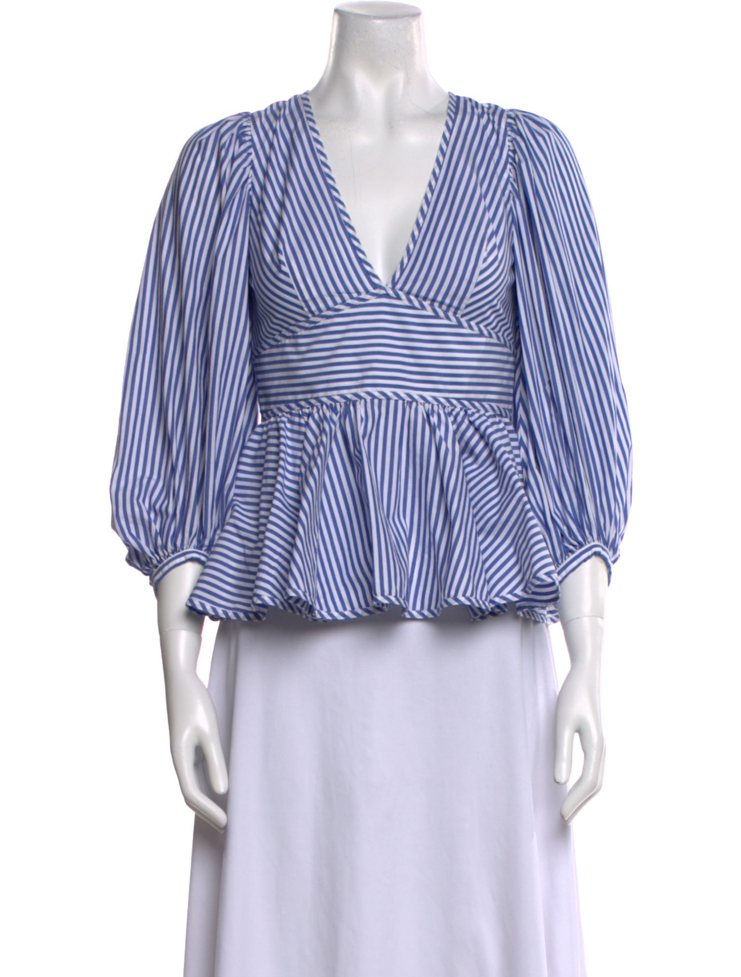 Staud Striped V-Neck Blouse w/ Tags