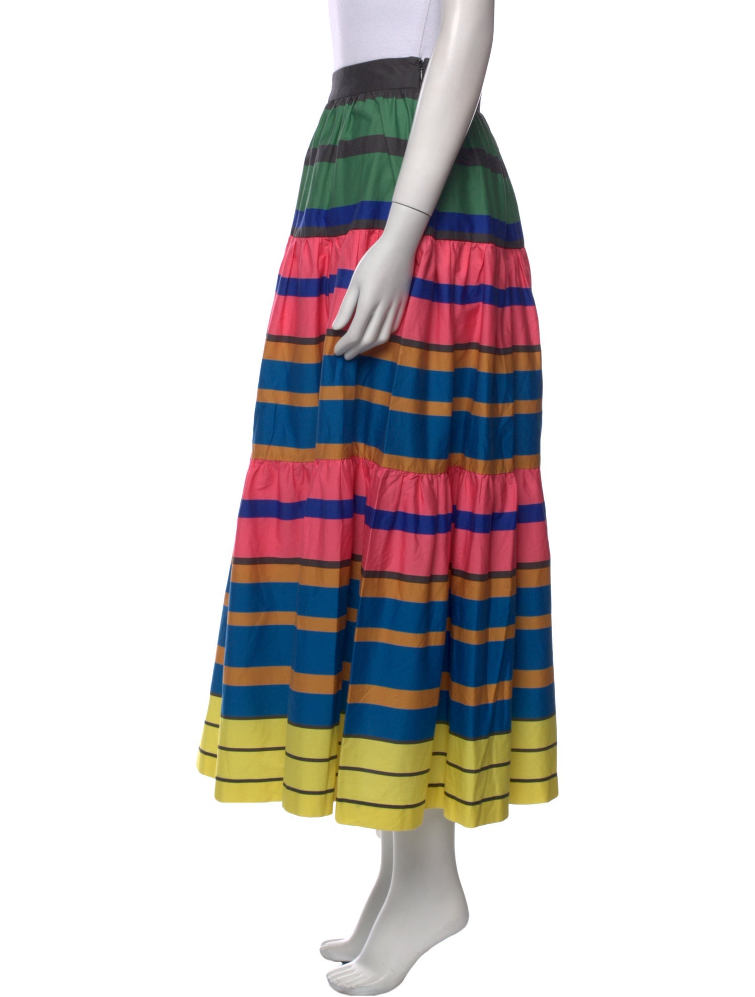 Staud Striped Midi Length Skirt