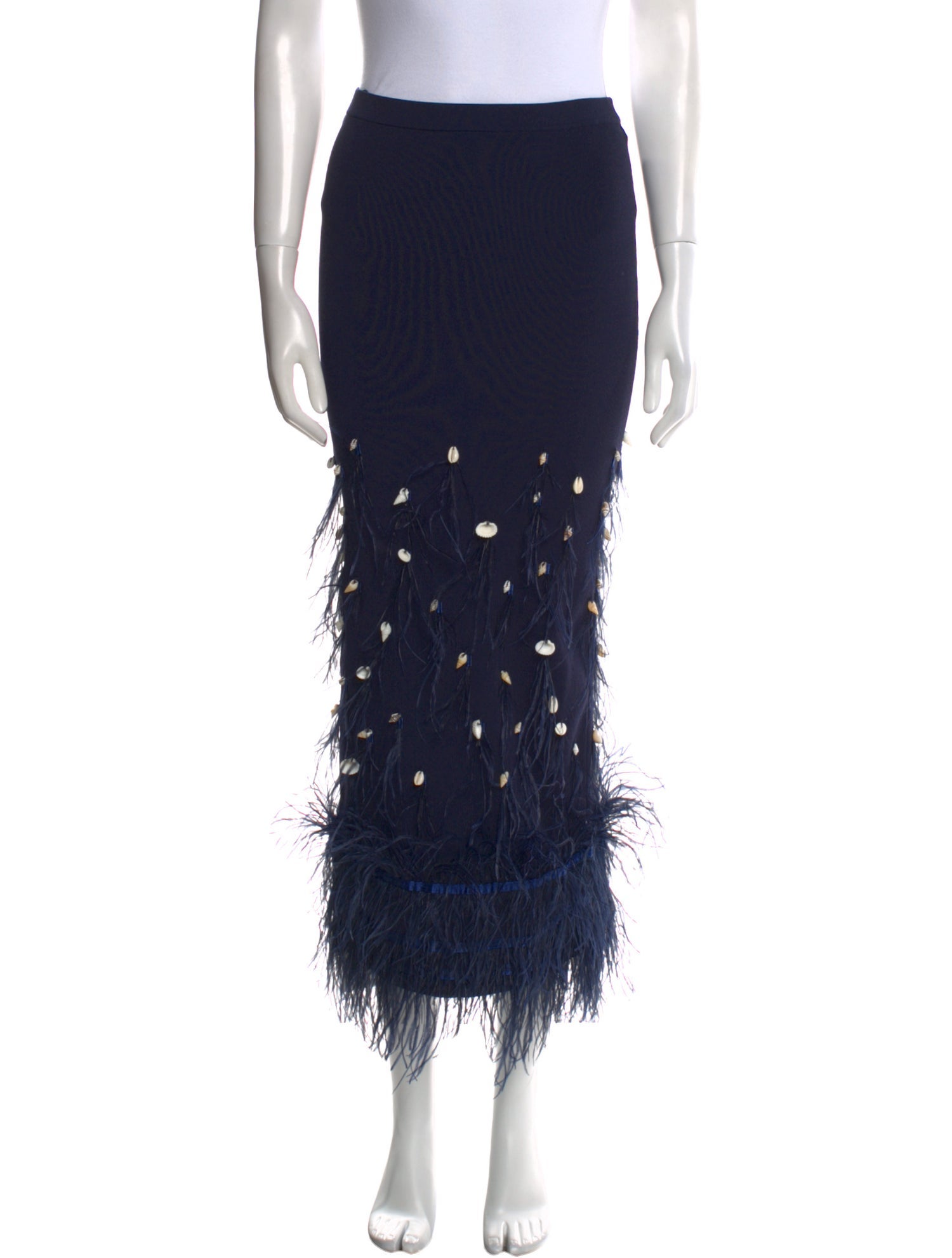 Staud Feather Trim Midi Length Skirt