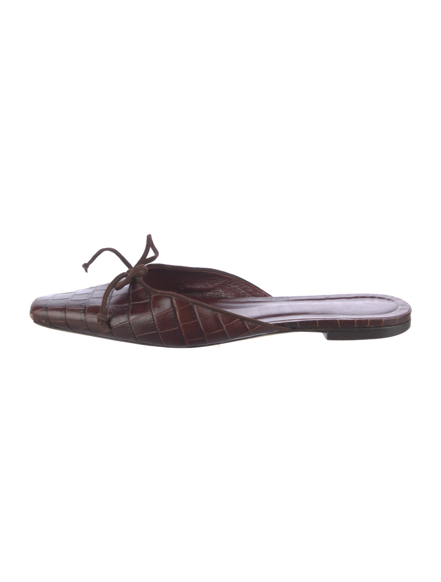 Staud Embossed Leather Bow Accents Mules