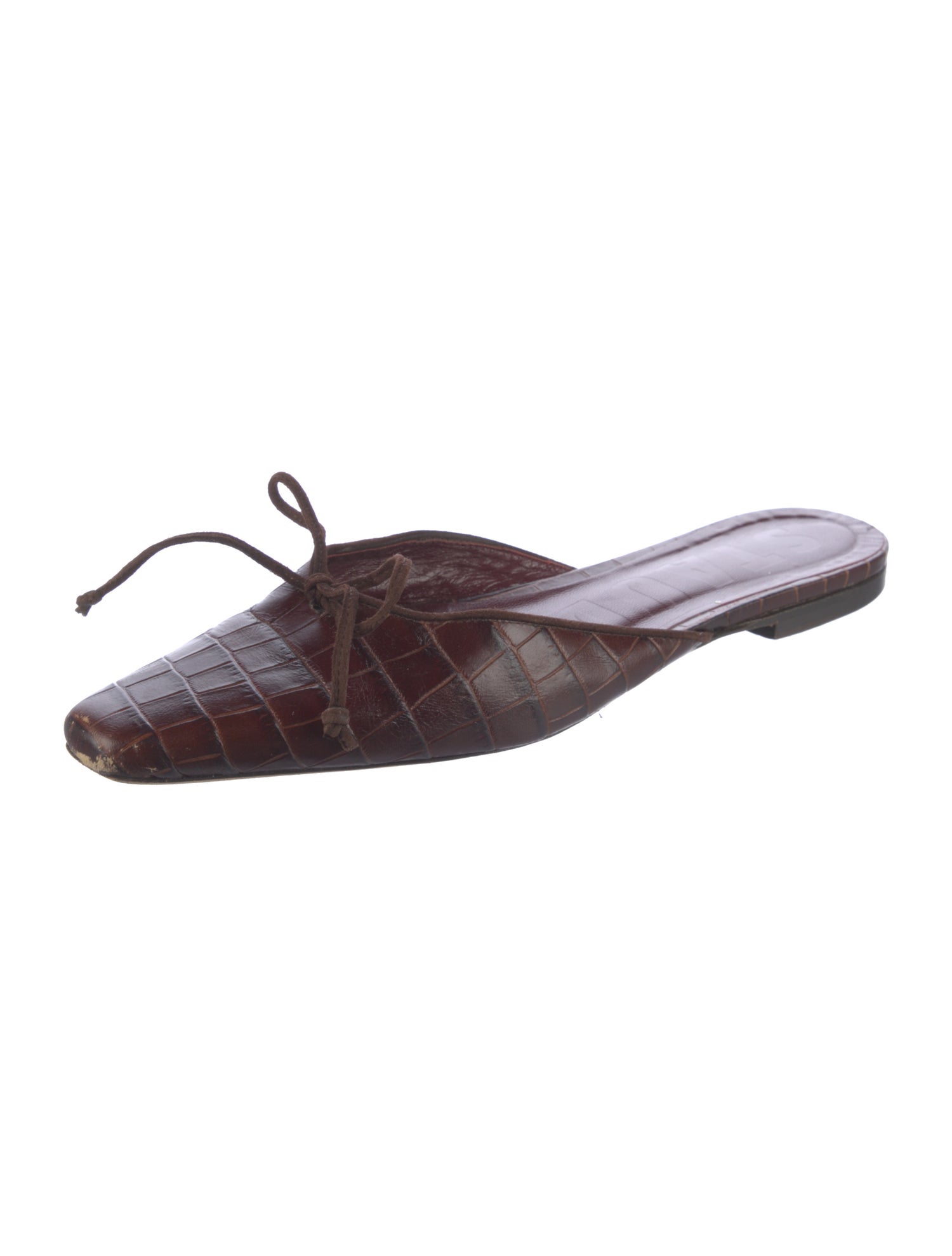 Staud Embossed Leather Bow Accents Mules