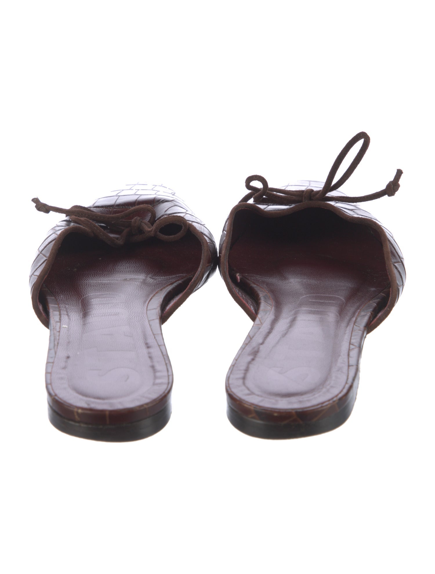 Staud Embossed Leather Bow Accents Mules