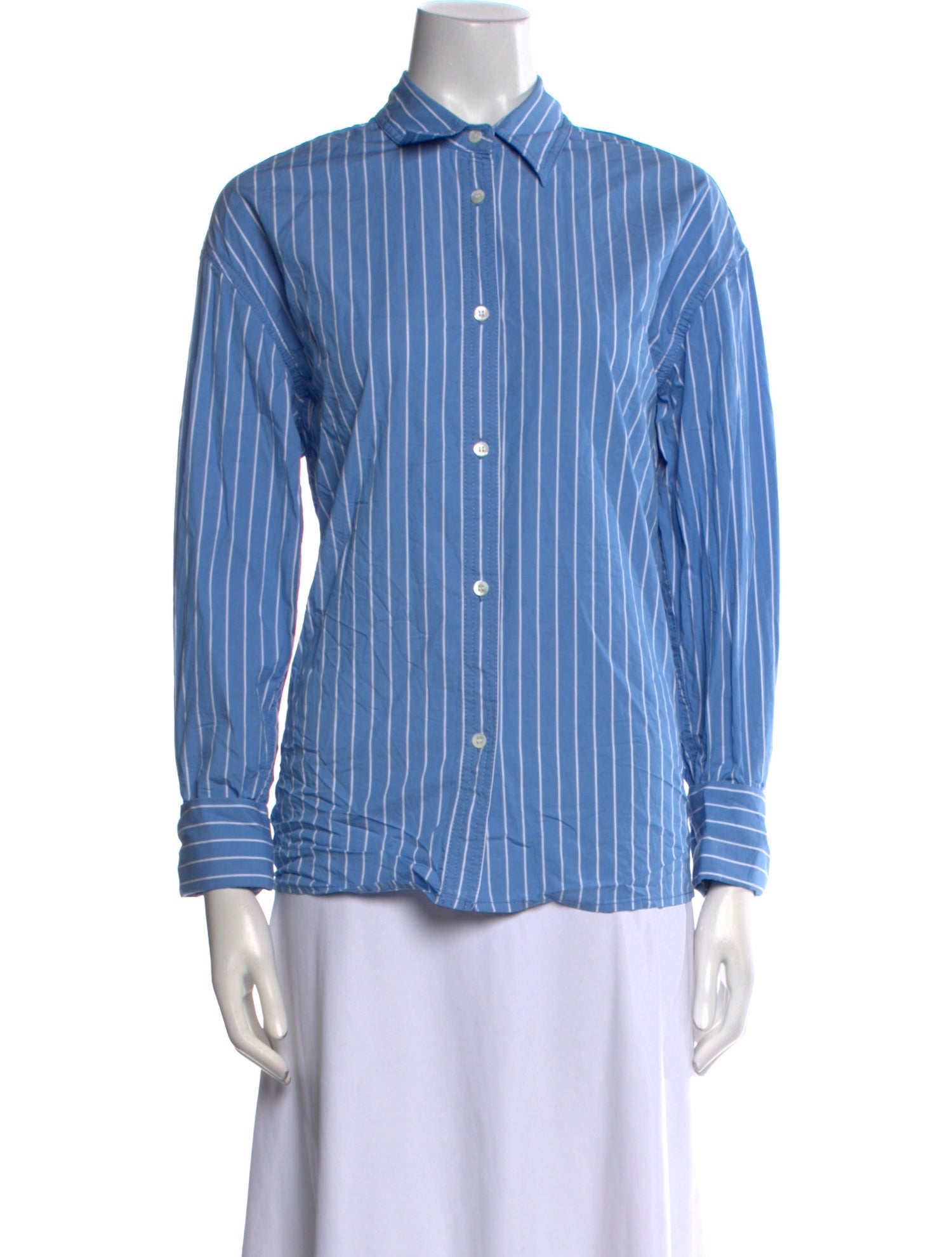 Staud Striped Long Sleeve Button-Up Top