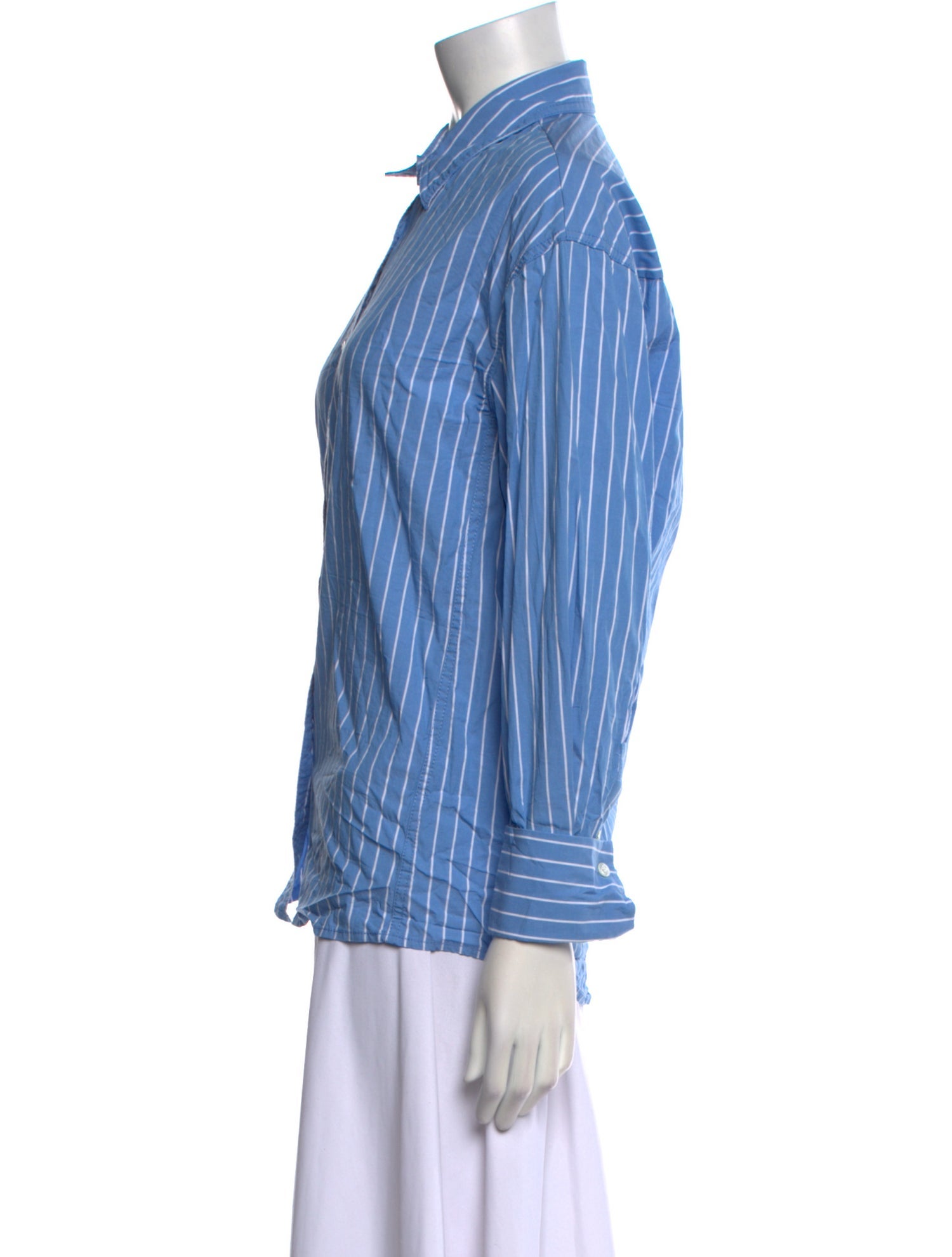Staud Striped Long Sleeve Button-Up Top