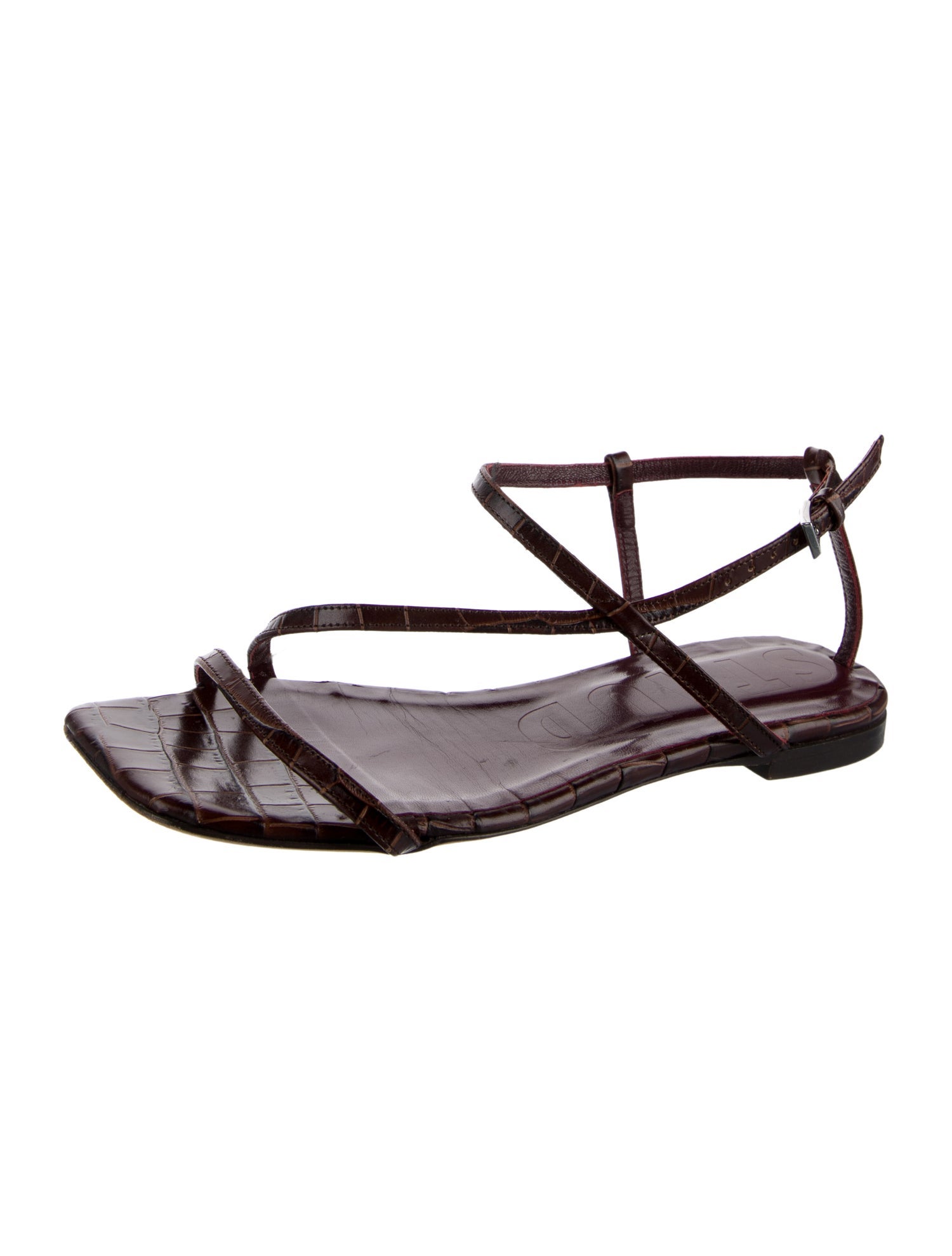 Staud Embossed Leather Sandals