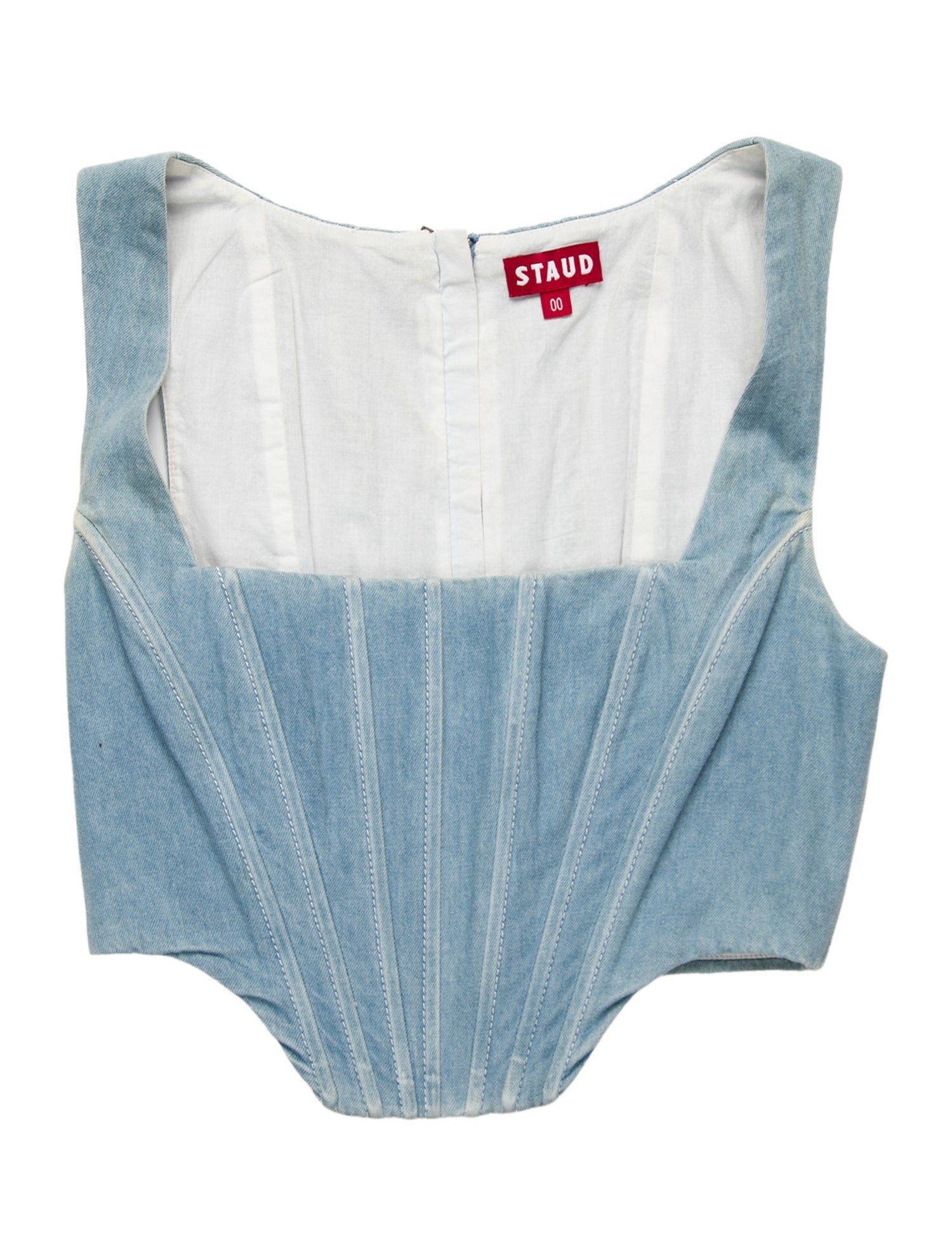 Staud Square Neckline Sleeveless Crop Top