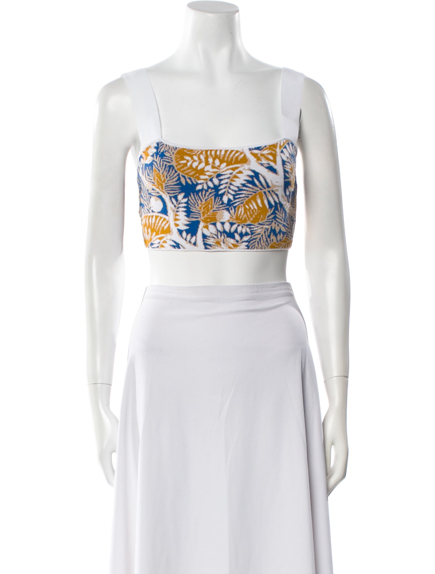 Staud Printed Square Neckline Crop Top