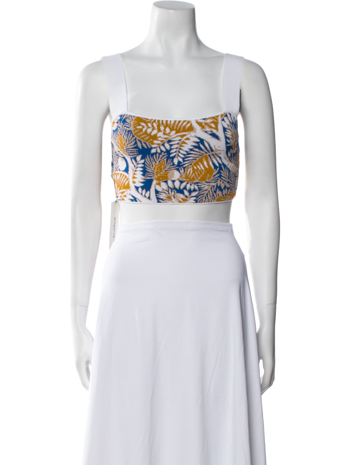 Staud Printed Square Neckline Crop Top