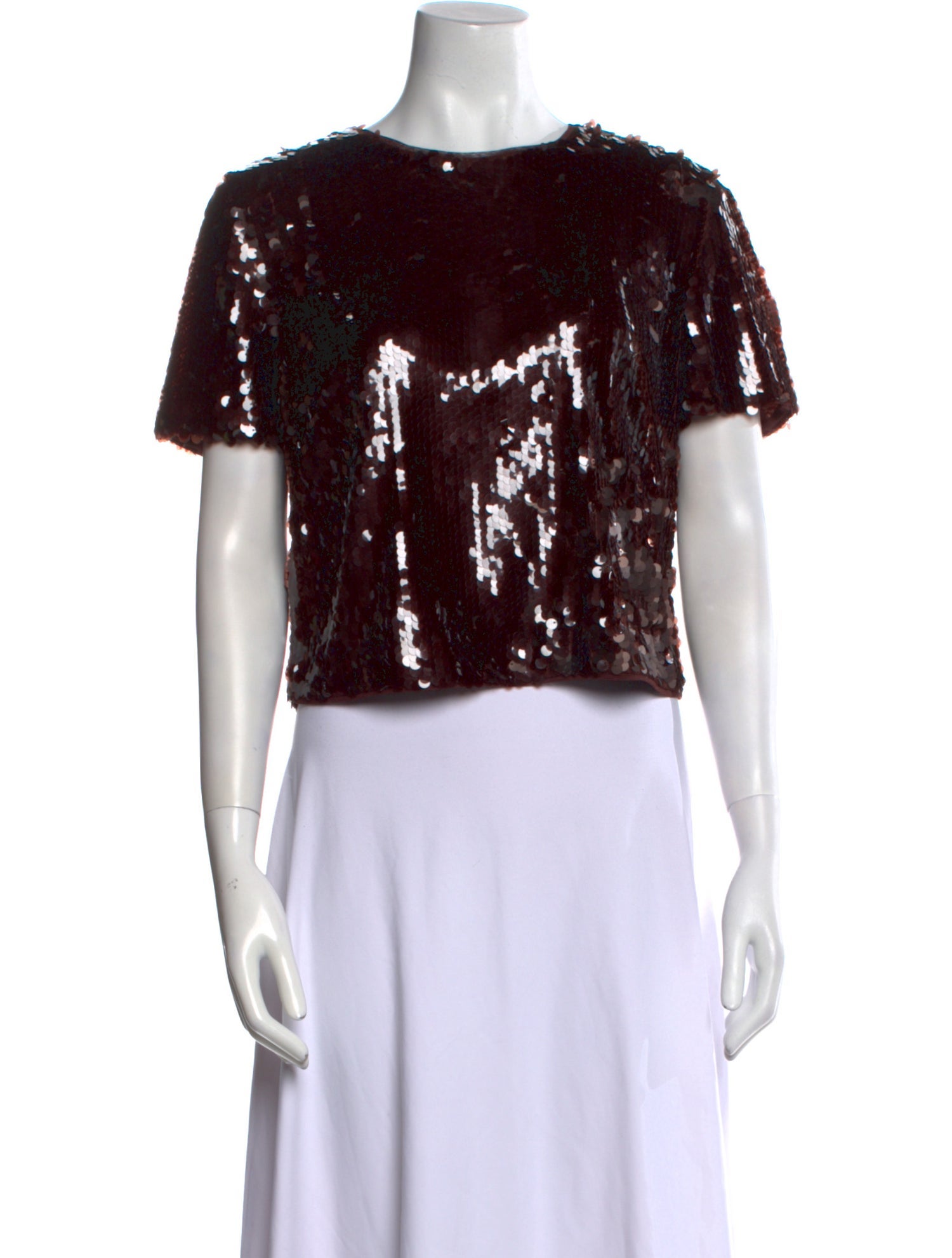 Staud Sequin Bateau Neckline Crop Top