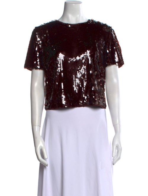 Staud Sequin Bateau Neckline Crop Top