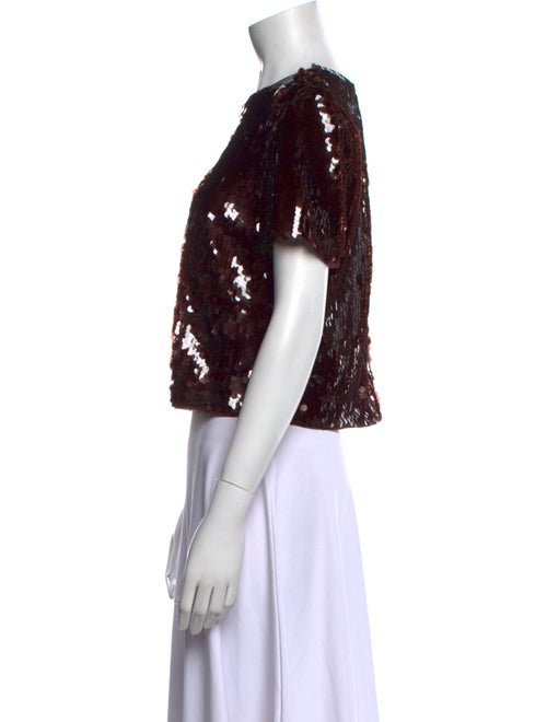 Staud Sequin Bateau Neckline Crop Top