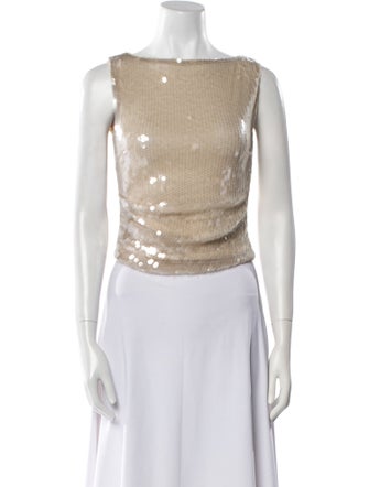 Staud Bateau Neckline Sleeveless Crop Top