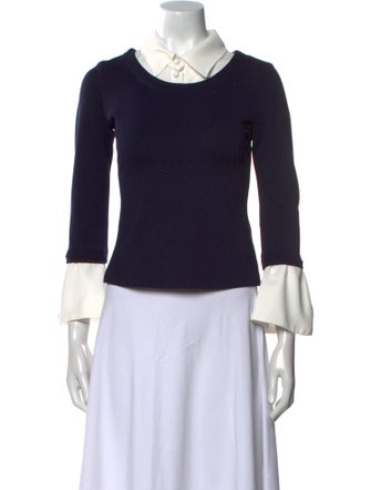 Staud Bateau Neckline Three-Quarter Sleeve Top