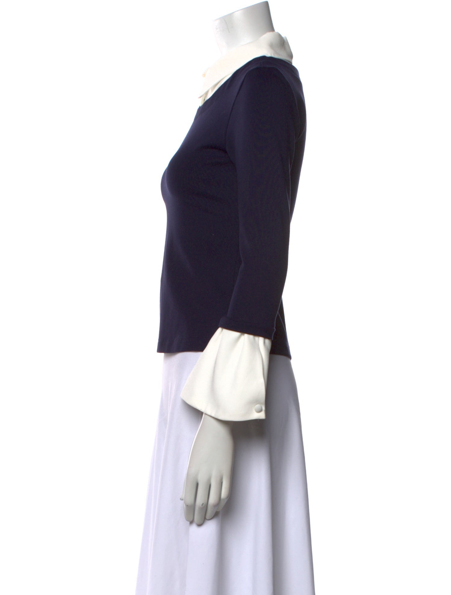 Staud Bateau Neckline Three-Quarter Sleeve Top