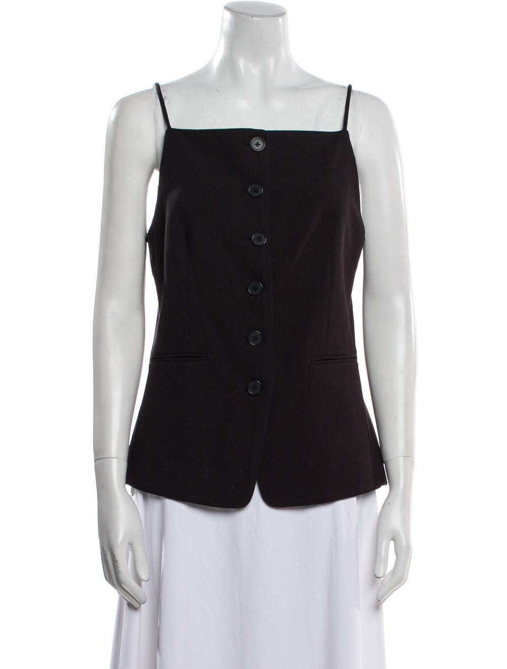 Staud Vest Brown Collarless Patch Pockets & - image 1
